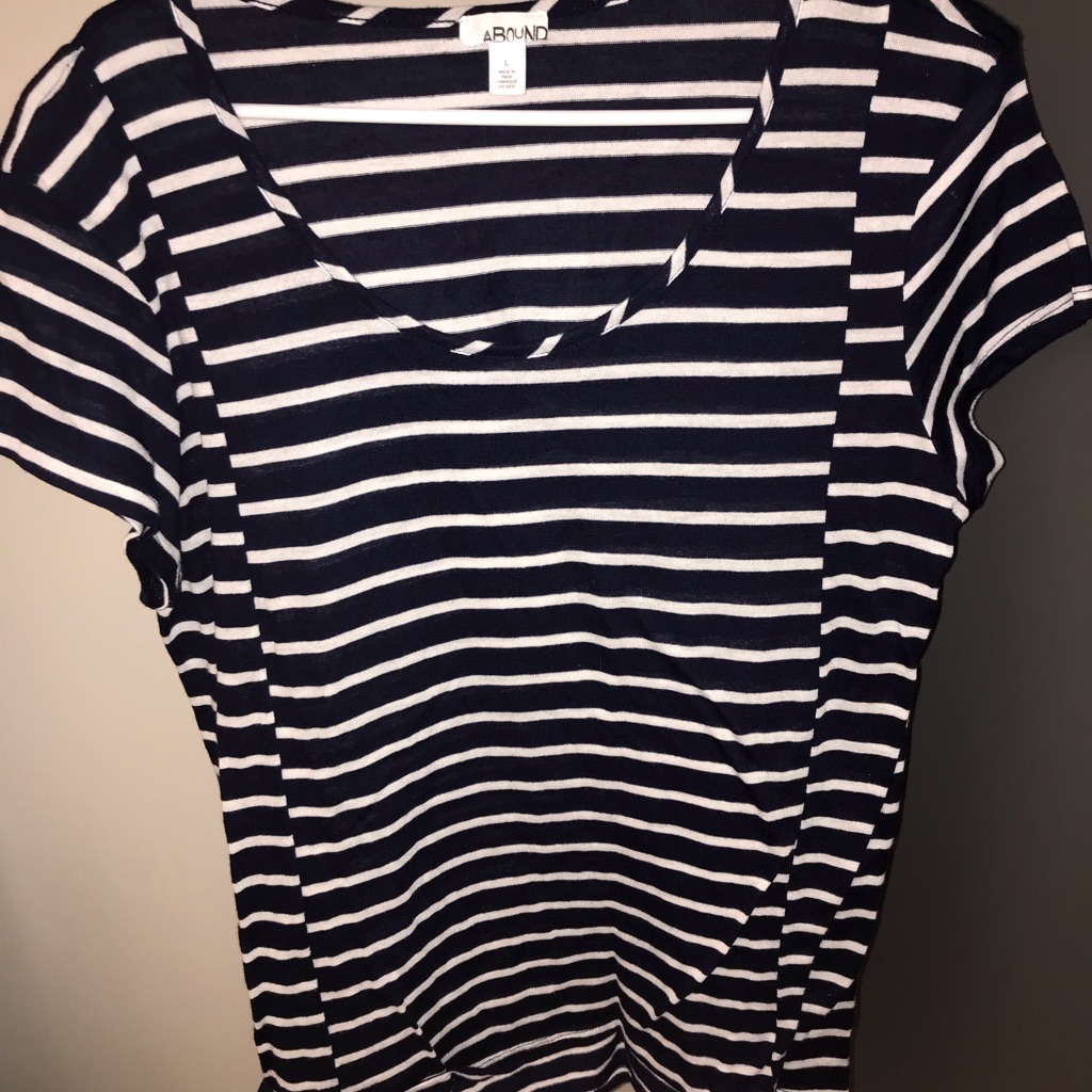 Stripped Scoop Neck Basic Top